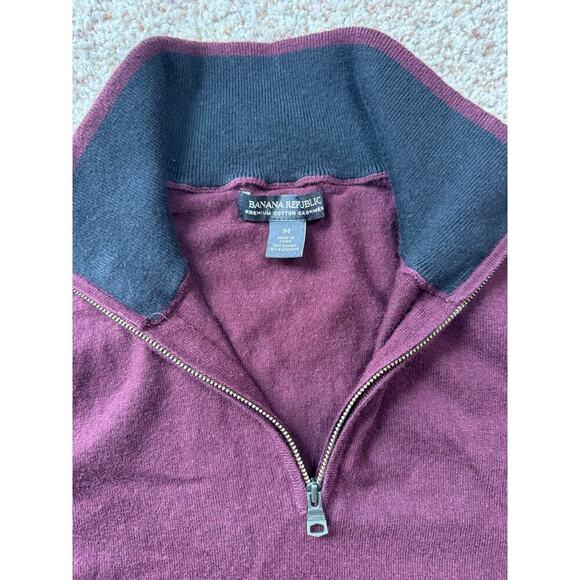 Banana Republic Cotton Cashmere Blend 1/4 Zip Sweater; SO SOFT!! Size M; Maroon - Picture 10 of 10